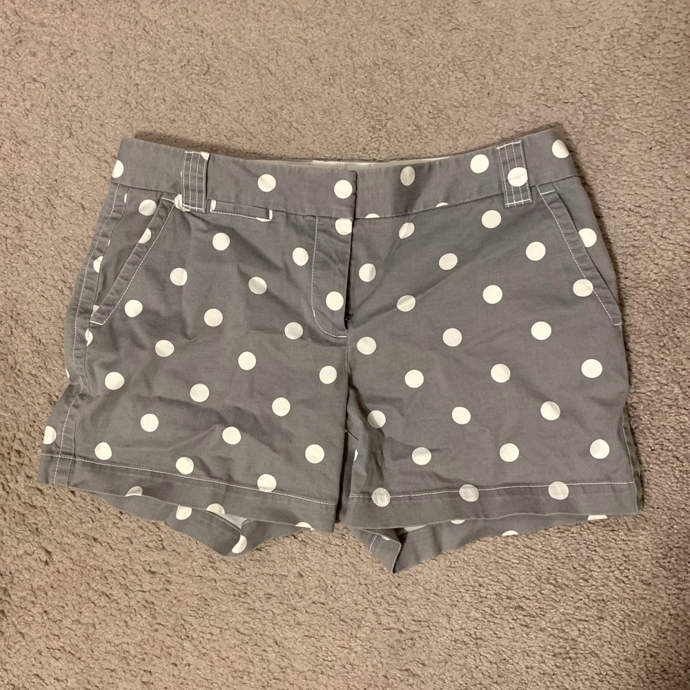 JCrew Polka Dot Gray 5 inch Shorts - Size 8